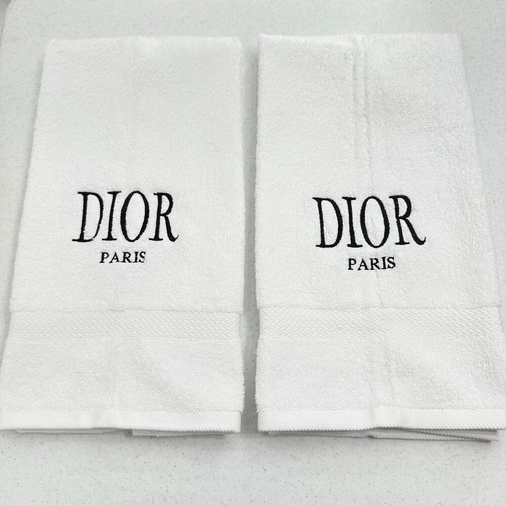 DIOR Style Towels Embroidered Hand Towel Set White Black Bathroom Decor